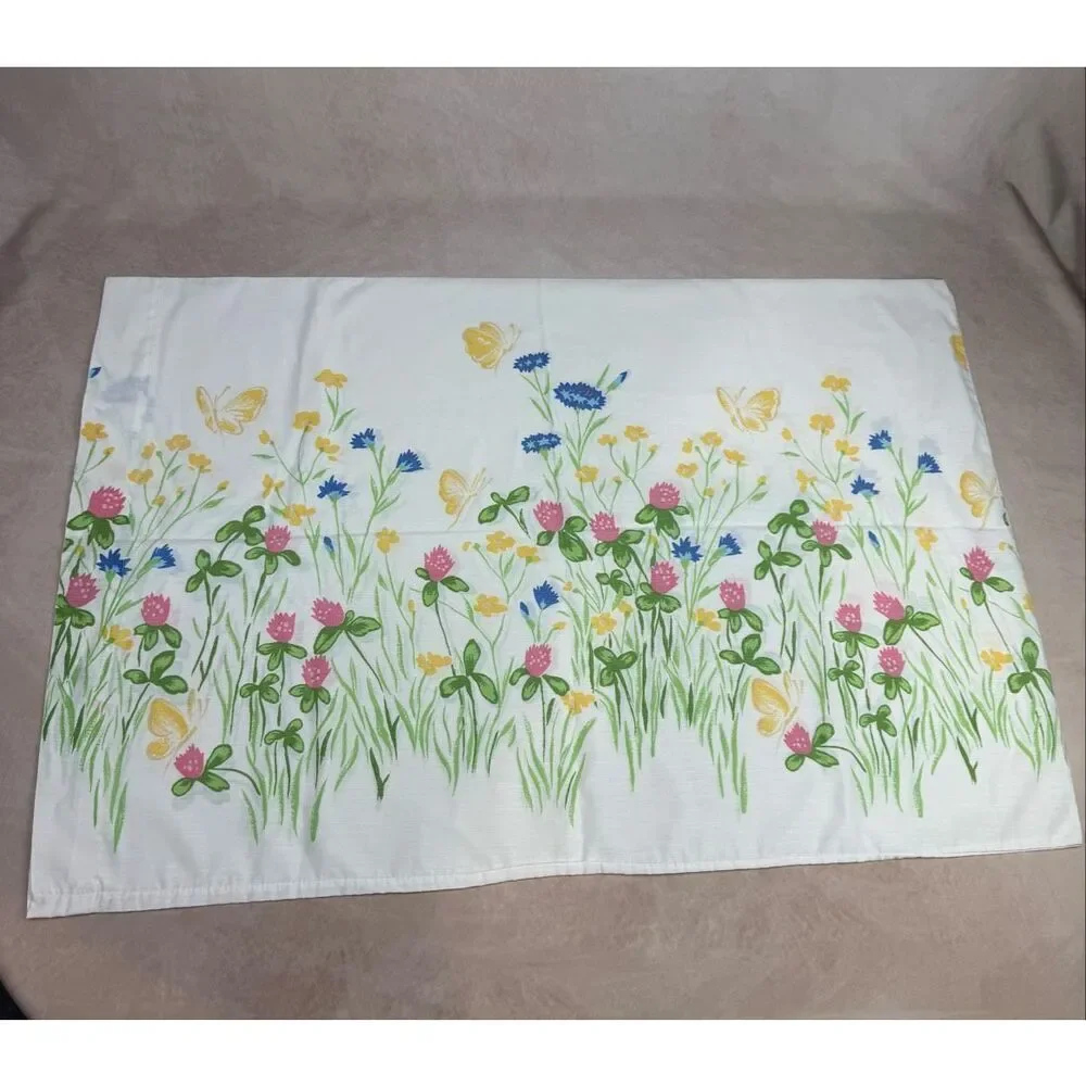 Vintage Floral Pillowcase Set Butterflies 20x30” Burlington